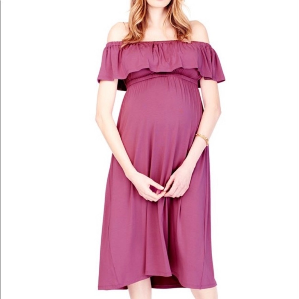 Ingrid and Isabel off the shoulder midi maternity dress EUC